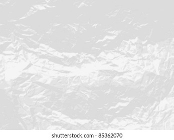 Blank white crumpled paper. Vector texture background.