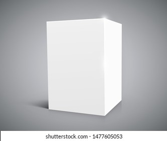 Blank white cube isolated on white background. Vector illustration