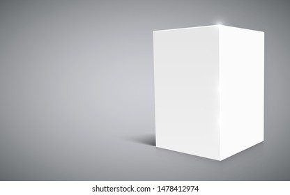 Blank white cube isolated on white background. Vector illustration