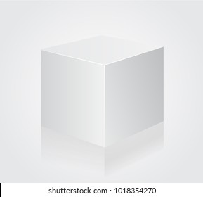 Blank white cube on white background. 3d box template