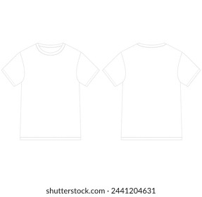 Blank white custom round neck shortsleeves tshirt vector template,
 round neck plain t-shirt artwork front and back.