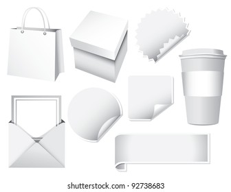 Blank White Design Objects Elements with space for your design. EPS 8 vector, grouped for easy editing, no open shapes or paths.