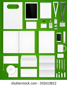 Blank white design template of corporate identity  with big set of business stationery. Vector illustration