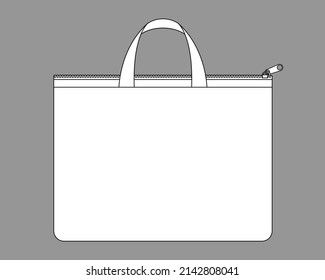 Bolsa De Documento Blanco En Blanco Con Plantilla De Tapón En Fondo Gris, Archivo Vector.