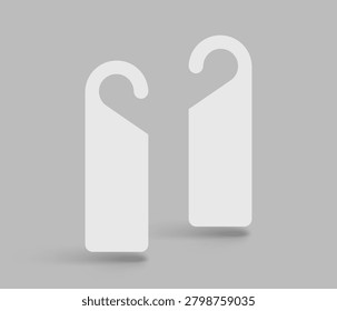 Blank white door handle tags mockup. Design for door signs, 