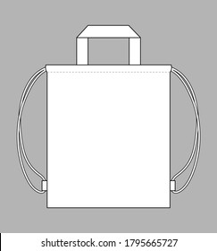Blank White Drawstring Bag With Handle Vector For Template.