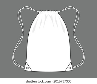 Blank White Drawstring Bag Template Vector On Gray Background