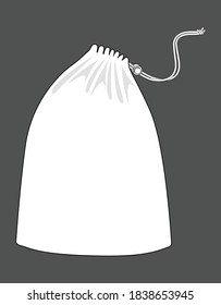 Blank White Drawstring Purse Bag With Rope Stopper Vector For Template.