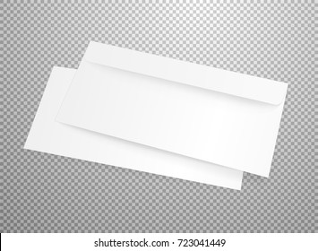 Parodia vectorial de sobre blanco en blanco aislado sobre transparente. Ilustración realista