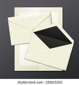 Blank white envelopes opened and close. place for design and branding. vector illustration