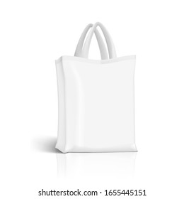 Blank White Fabric Canvas Shopping Bag. EPS10 Vector