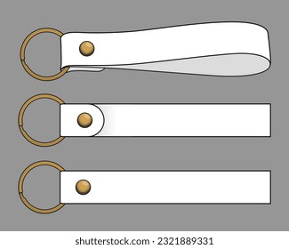 Blank white fabric keychain for template on gray background, vector file