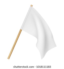 Blank white flag on white background