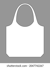 Blank White Foldable Shopping Bag Template On Gray Background, Vector File.