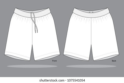 Blank White Football Short Pants Template on Gray Background. Front and Back Views, Vector File