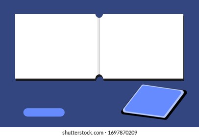 ein weißes Formular, ein Tablet.blauer Hintergrund. Vektorillustration.