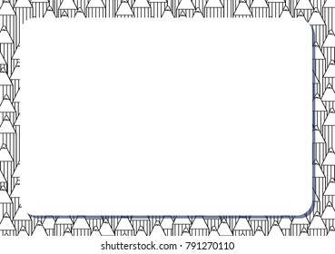 Blank white frame on background with set of cute cartoon pencils. Album horizontal orintation. Vector illustration.