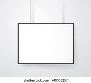 Blank white frame on the wall vector mockup. Ready for a content