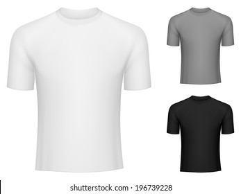 Blank white, grey and black t-shirts.