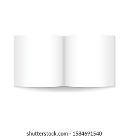 Blank white half-fold square brochure or leaflet mockup template. Isolated on white background with shadow. Ready to use for your design or business. Vector illustration.