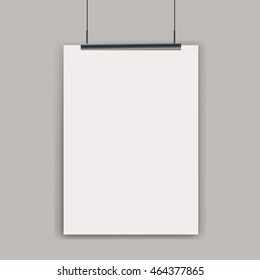 Blank White Hanging Poster On Wall