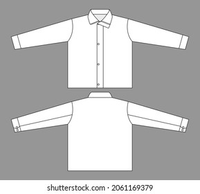 Blank White Jacket With Hidden Zip Template Vector on Gray Backgrpund.Front and Back View.