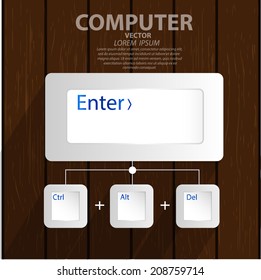 Blank white keyboard button isolated on gray background.
