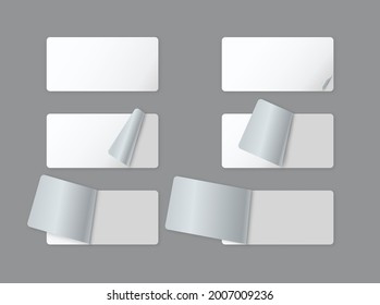 Blank white label paper stickers with curled corner