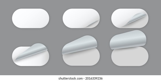 Blank white label paper stickers with curled corner