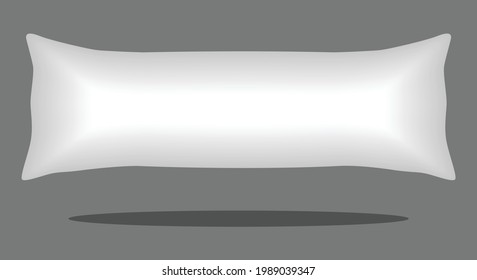 Blank White Long Body Pillow Template on Gray Background, Vector File.