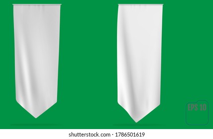 Blank white long mockup pennant flag