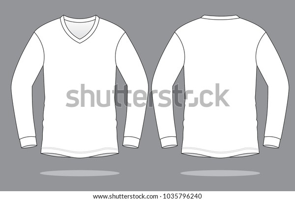 Blank White Long Sleeve Vneck Tshirt Stock Vector (Royalty Free ...