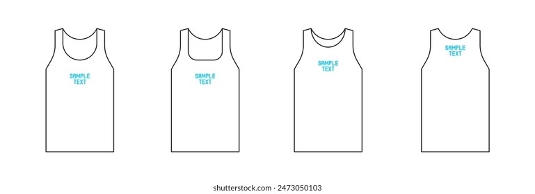 Blank white Men's tank top. Men's sleeveless tank top in front and back views. isolated on white background