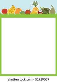blank white message board with healthy fruits ready for text