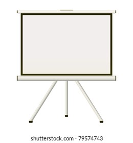 Blank white modern blank projector screen that folds away