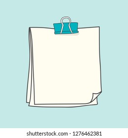 Blank white note paper with paperclip vector