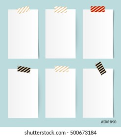 Blank white note papers, ready for your message. Vector illustration.