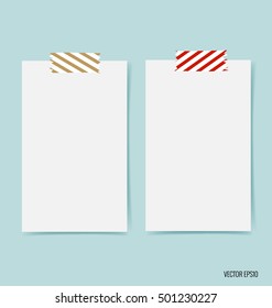 Blank white note papers, ready for your message. Vector illustration.