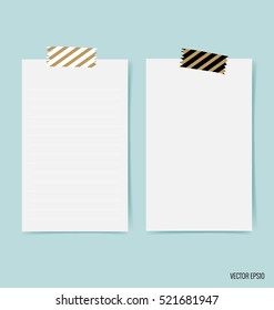 Blank white note papers, ready for your message. Vector illustration.