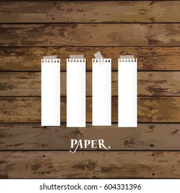 Blank white note papers, ready for your message. Vector illustration.