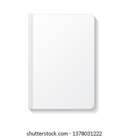 Blank white notebook rounded edges top view mockup template. Isolated on white background with shadow. Ready to use for your design or business. Vector illustration.