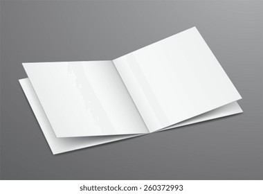 Blank White Open Brochure Magazine, Isolated on Dark Background