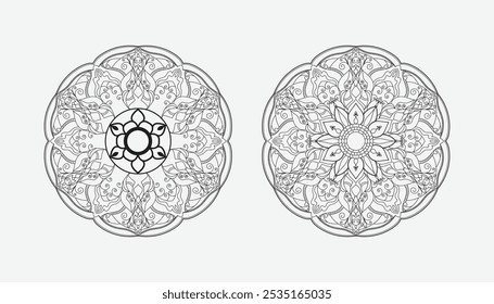 Blank and white ornamental mandala design floral background design.