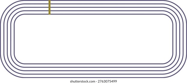 A blank white oval racing track with multiple lanes