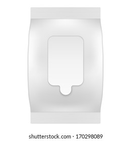 Blank White Package With Flap For Wet Wipes Or Tissues. Product Packaging Template. Vector