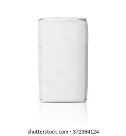 Blank white paper bag for powder or flour.  Vector illustration. 
