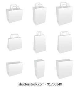Blank white paper bag set