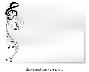 Blank white paper with border of musical notes
