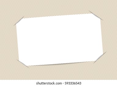 Blank, white paper card inserted into squared brown background