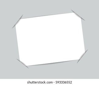 Blank, white paper card inserted into gray background